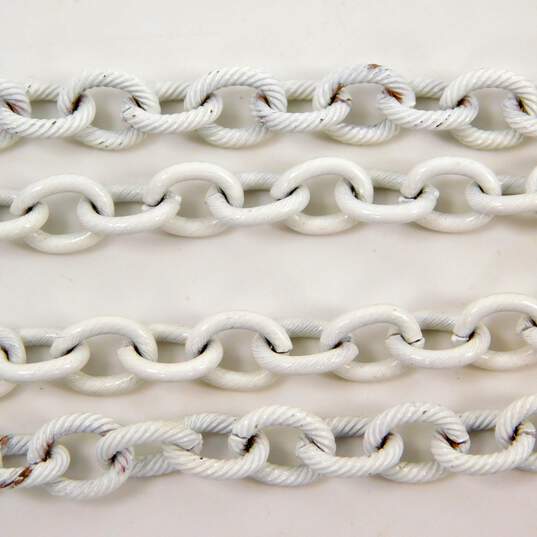 Vintage Crown Trifari Goldtone & White Enamel Twisted & Smooth Cable Multi Chains Layered Necklace 92.6g image number 5