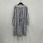 NWT Womens Blue White Striped Long Sleeve Crew Neck Shift Dress Size Large image number 2