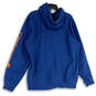 Mens Blue Long Sleeve Drawstring Kangaroo Pocket Pullover Hoodie Size Large image number 2