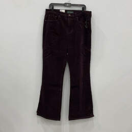NWT Womens Purple Corduroy Flat Front Classic Bootcut Leg Pants Size 14X31