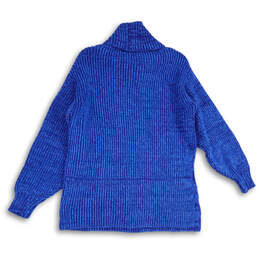 Womens Blue Knitted Turtleneck Long Sleeve Pullover Sweater Size Medium alternative image