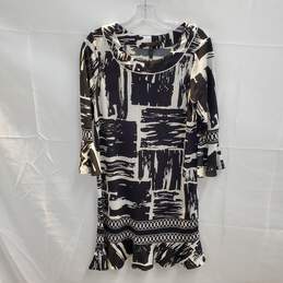 BCBGMaxazria Black/White Long Sleeve Dress Size M