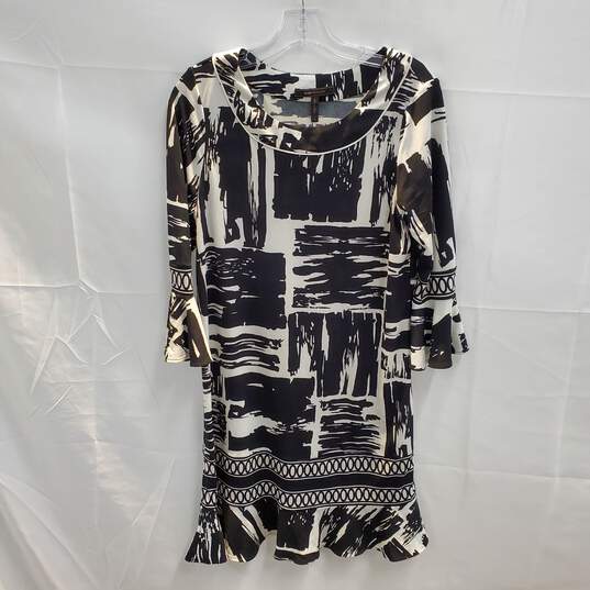 BCBGMaxazria Black/White Long Sleeve Dress Size M image number 1