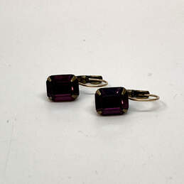 Designer Liz Palacios Gold-Tone Purple Rectangular Crystal Hoop Earrings alternative image