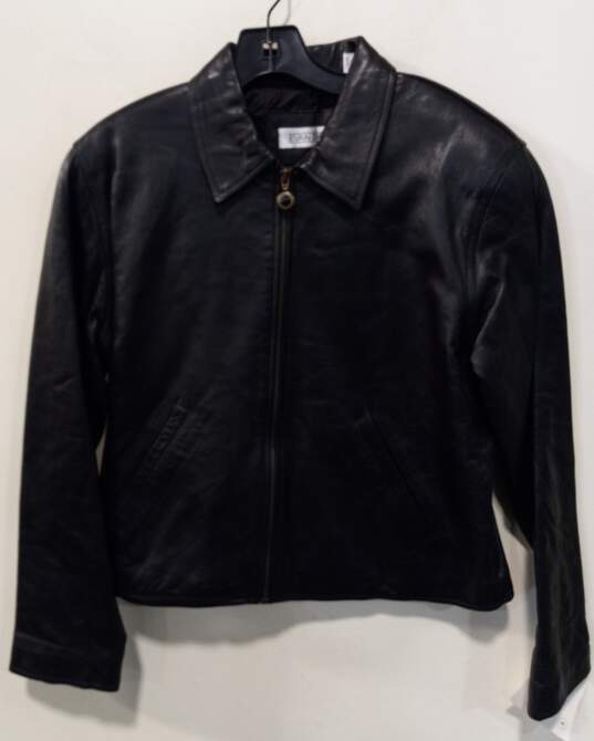 Evan Davies Leather Bomber Jacket Size 4 image number 8