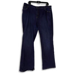 Womens Blue Denim Medium Wash Stretch Pockets Straight Leg Jeans Size 16