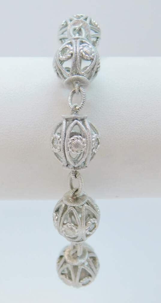 Judith Ripka 925 Sterling Silver CZ Filigree Bracelet 39.8g image number 3