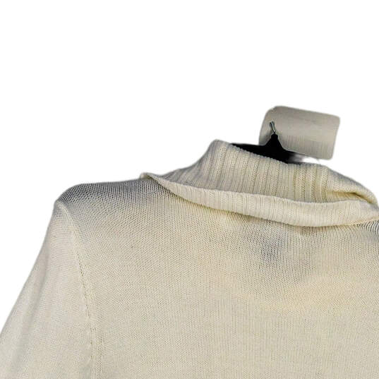 Womens White Cable Knit Turtleneck Long Sleeve Pullover Sweater Size XXL image number 4