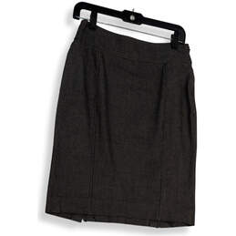 Womens Gray Flat Front Back Slit Knee Length Straight & Pencil Skirt Size 2