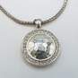 Brighton Silver Tone Crystal Hammered Pendant 18in Necklace 17.3g image number 2
