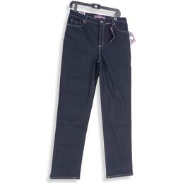 NWT Amanda Womens Blue Dark Wash 5-Pocket Design Straight Jeans Size 8