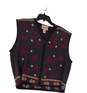 Vintage Womens Multicolor Embroidered V Neck Zip Up Vest Size X-Large image number 1