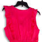 NWT Womens Pink V-Neck Ruffle Faux Wrap Fit and Flare Dress Size Large image number 4