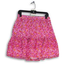 J. Crew Womens Pink Floral Elastic Waist Pleated A-Line Skirt Size S