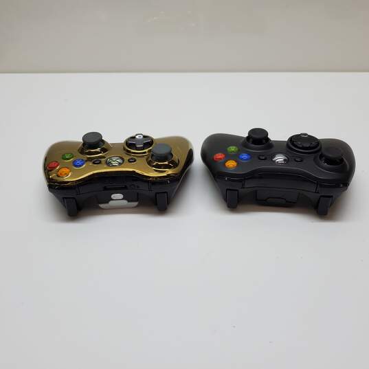 Lot of 2 Microsoft Xbox 360 Wireless Controller-Gold, Black For P/R image number 2