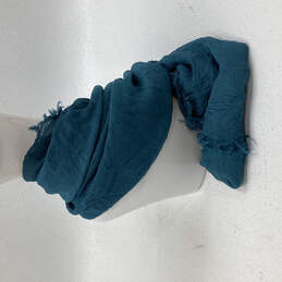 NWT Womens Blue Sheer Crinkle Free Decorative Fringe Square Scarf One Size alternative image