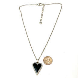 Designer Brighton Silver-Tone Link Chain Black Heart Shape Pendant Necklace alternative image