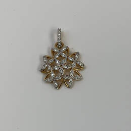Designer Swarovski Gold-Tone Clear Crystal Stone Flower Charm Pendant
