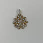 Designer Swarovski Gold-Tone Clear Crystal Stone Flower Charm Pendant image number 1