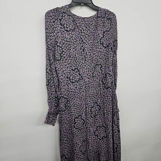 Long Sleeve Purple Blue Floral Dress image number 2