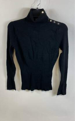 White House Black Market Womens Black Shoulder Buttons Pullover Sweater Size M