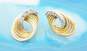 Elegant 14K Two Tone Gold White Sapphire Accent Stud Earrings 2.4g image number 1