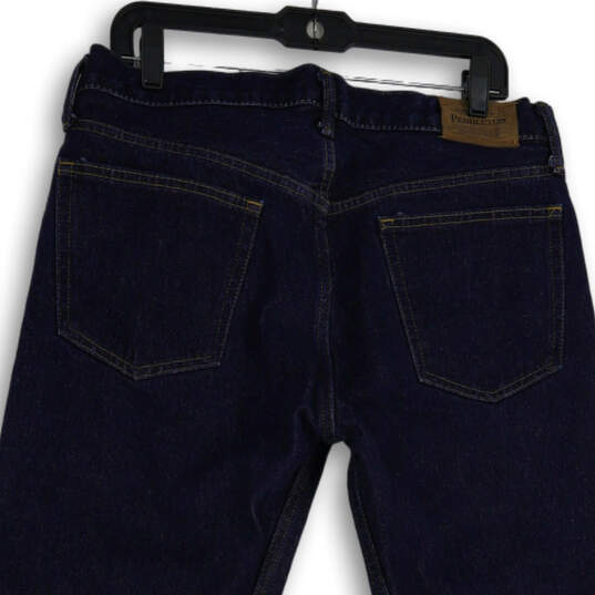 Mens Blue Dark Wash Denim 5-Pockets Design Straight Leg Jeans Size 35x30 image number 4