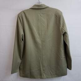 Women's oversized olive green stripe blazer jacket 6 nwt alternative image
