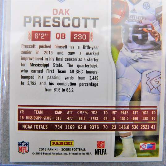 2016 Dak Prescott Score Rookie Dallas Cowboys image number 3