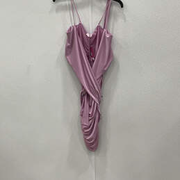 NWT Womens Purple Spaghetti Strap Surplice Neck Ruched Mini Dress Size L