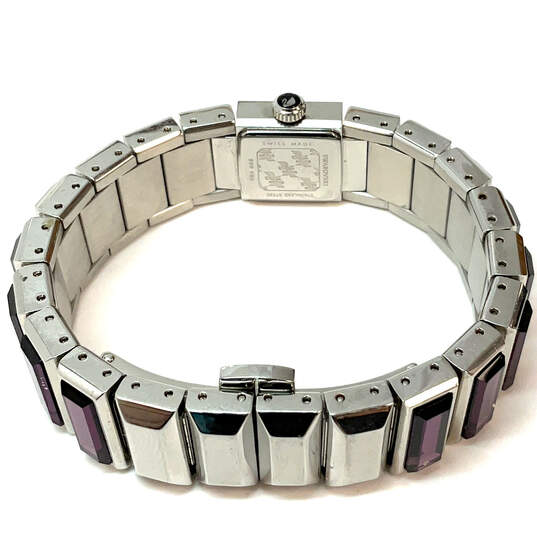Designer Swarovski 999 986 Purple Crystal Stone Square Analog wristwatch image number 4