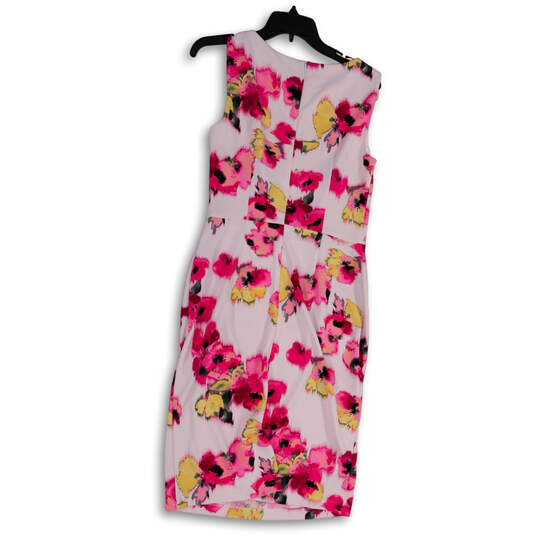 NWT Womens Pink Yellow Floral Sleeveless Knee Length Sheath Dress Size 6 image number 2