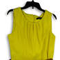 Womens Yellow Pleated Round Neck Sleeveless FIt & Flare Dress Size 10 image number 3