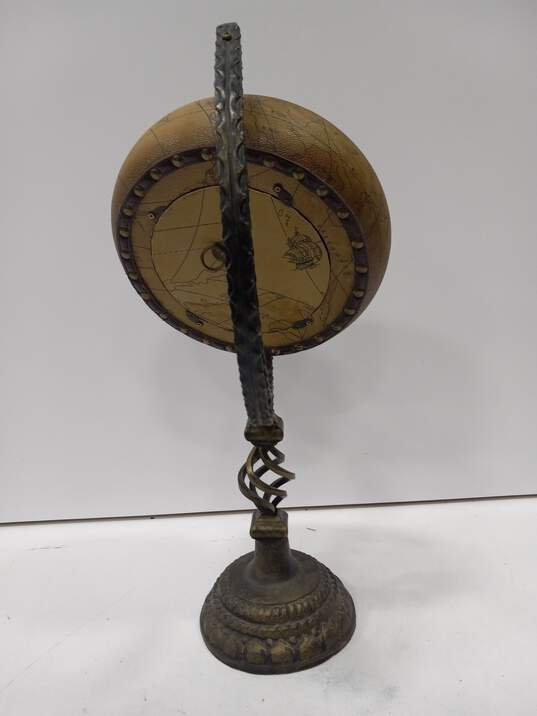 Vintage Imax Metal Pedestal Table Clock Globe Atlas image number 4