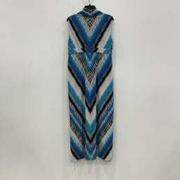 Womens Blue Brown Chevron Sleeveless V-Neck Pullover Maxi Dress Size 2 alternative image