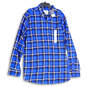 NWT Mens Blue Plaid Collared Long Sleeve Button-Up Shirt Size 2XLT image number 1