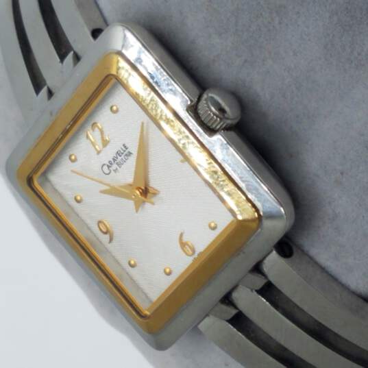Caravelle By Bulova 45L100 Two Toned Square Dial Bracelet Watch image number 4
