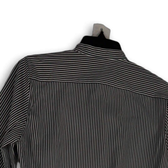 NWT Womens Black White Striped Long Sleeve Button Up One Piece Bodysuit 4 image number 4