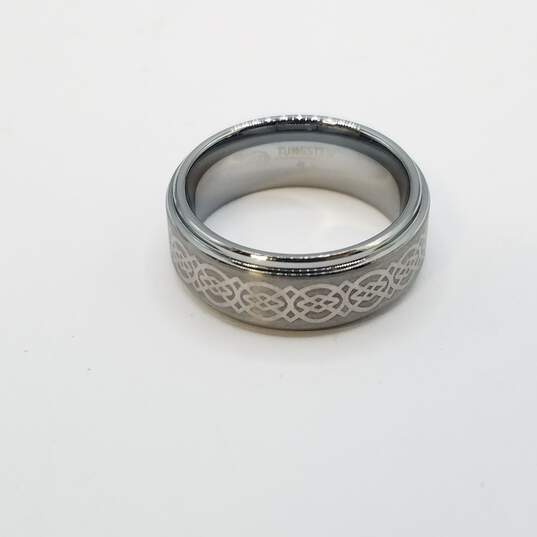 Tungsten Silver Tone Design 8.5 Size Metal Ring 8pcs Bundle 118.4g image number 1