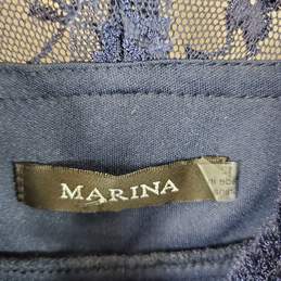 Marina Women Navy Blue Lace Wrap Ruffle Midi Dress Sz 12 Nwt alternative image