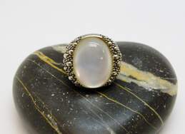 Michael Dawkins 925 White Mother of Pearl Shell Cabochon Granulated Bubbles Chunky Ring 17.5g