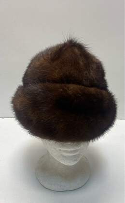 Vintage Designer Brown Genuine Mink Fur Beret