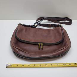 Fossil Rich Brown Pebbled Leather Snap Closure Messenger Bag Crossbody Handbag alternative image
