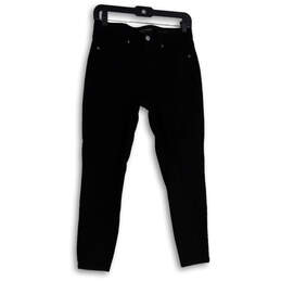 Womens Black Denim Dark Wash 5-Pocket Design Skinny Leg Jeans Size 28 Short