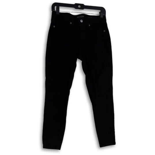Womens Black Denim Dark Wash 5-Pocket Design Skinny Leg Jeans Size 28 Short image number 1