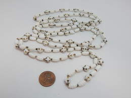 VNTG Mid Century White Milk Glass Beaded Necklaces alternative image