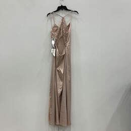 NWT Womens Pink V-Neck Side Slit Spaghetti Strap Evening Maxi Dress Size 17 alternative image