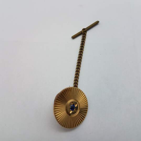 14k Gold Sapphire Tie Tack 5.4g image number 3