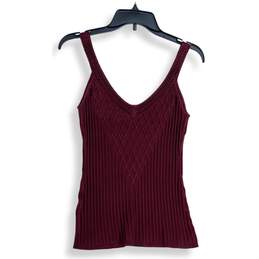 White House Black Market Womens Maroon V-Neck Knitted Pullover Tank Top Size XS alternative image