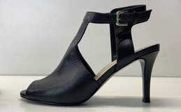 Nine West Infusion Black Leather Peep Toe Ankle Strap Pumps Women's Size 9 alternative image